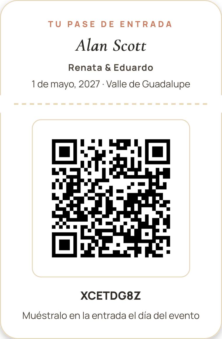 Ejemplo de pase de entrada con código QR